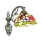 Frendorf | Gerahmte Basis Restaurant Wandlampe mit Petal Glas 1 Licht Tiffany Rustikale Wandleuchte