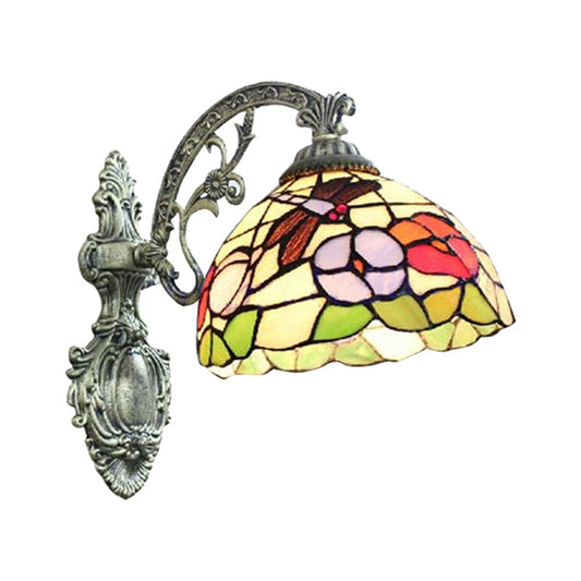 Frendorf | Gerahmte Basis Restaurant Wandlampe mit Petal Glas 1 Licht Tiffany Rustikale Wandleuchte