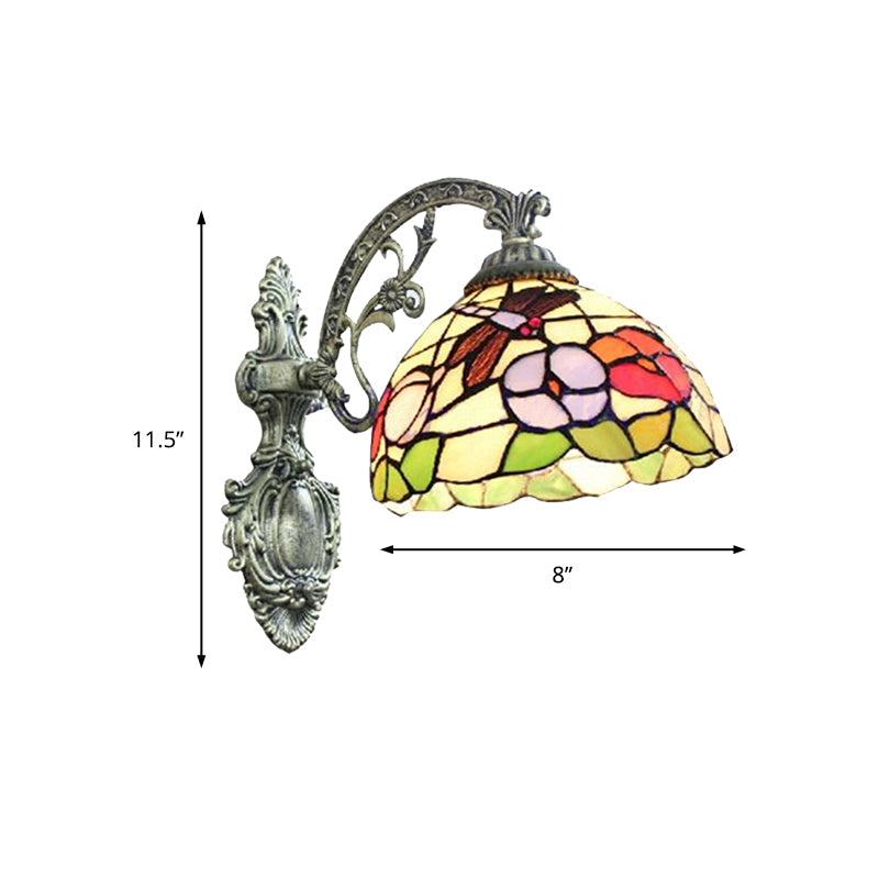 Frendorf | Gerahmte Basis Restaurant Wandlampe mit Petal Glas 1 Licht Tiffany Rustikale Wandleuchte