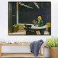 Frendorf | Nordic Figure Canvas Wandkunst Schwarze Frau Warten im Café Malerei für Wohnzimmer