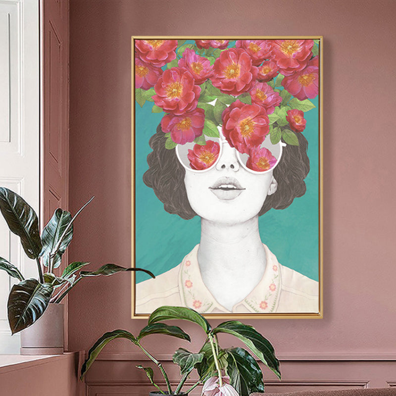 Frendorf | Texturiertes Mixed Media Frau Leinwand Nordic Wandkunst Dekor für Mädchen Schlafzimmer, optionale Größen