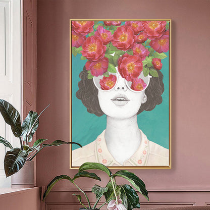 Frendorf | Texturiertes Mixed Media Frau Leinwand Nordic Wandkunst Dekor für Mädchen Schlafzimmer, optionale Größen