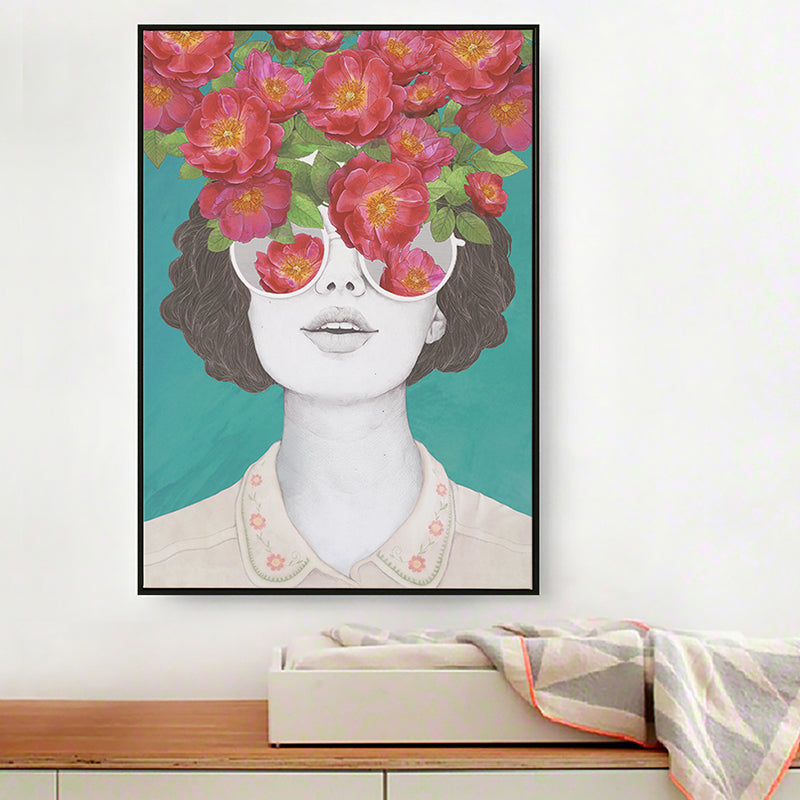 Frendorf | Texturiertes Mixed Media Frau Leinwand Nordic Wandkunst Dekor für Mädchen Schlafzimmer, optionale Größen