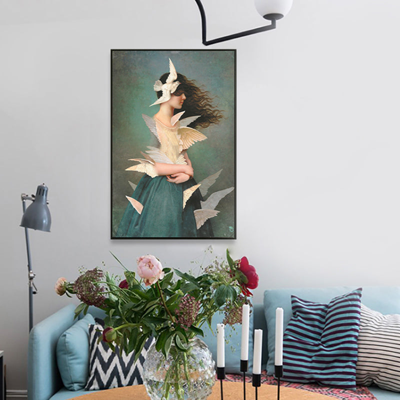 Frendorf | Texturiertes Mixed Media Frau Leinwand Nordic Wandkunst Dekor für Mädchen Schlafzimmer, optionale Größen