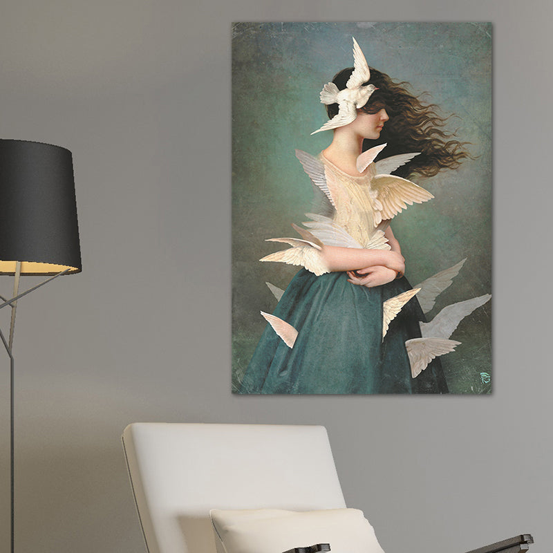 Frendorf | Texturiertes Mixed Media Frau Leinwand Nordic Wandkunst Dekor für Mädchen Schlafzimmer, optionale Größen