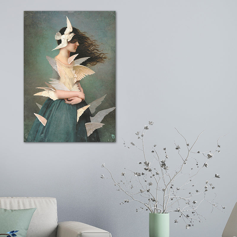 Frendorf | Texturiertes Mixed Media Frau Leinwand Nordic Wandkunst Dekor für Mädchen Schlafzimmer, optionale Größen