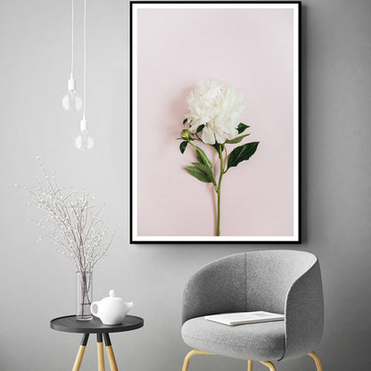 Blooming Peony Leinwand Wandkunst Texturiertes Zeitgenössisches Mädchenzimmer Wanddekor in Weiß-Rosa