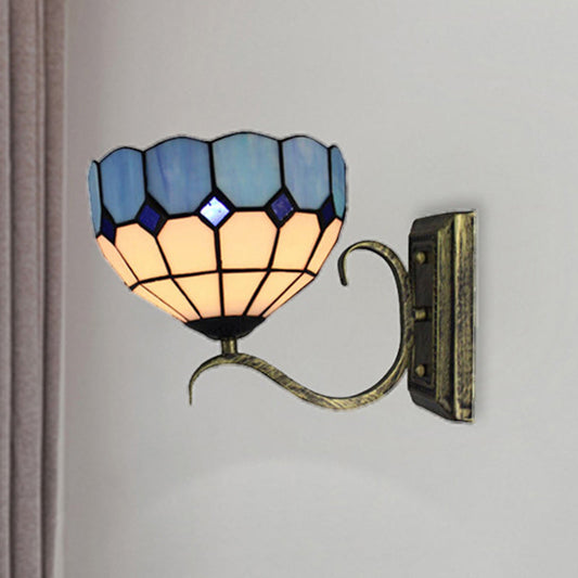 Frendorf | Klassische Tiffany Wandlampe Einlicht Art Glass Wandlampe in Antikbronze für das Badezimmer