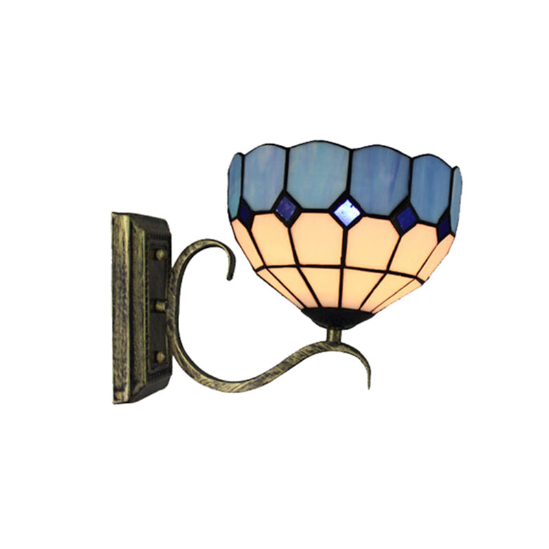 Frendorf | Klassische Tiffany Wandlampe Einlicht Art Glass Wandlampe in Antikbronze für das Badezimmer