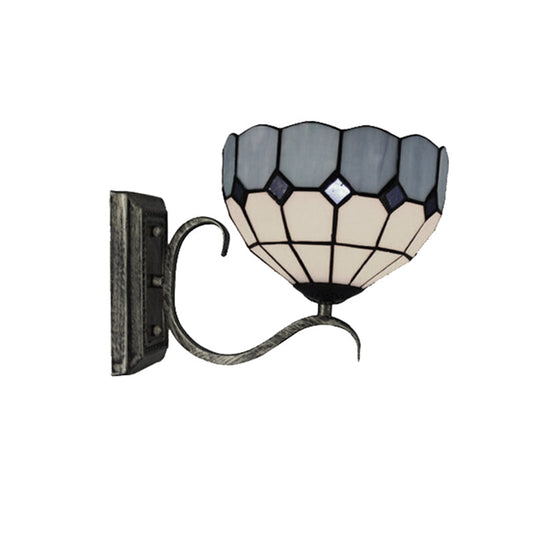 Frendorf | Klassische Tiffany Wandlampe Einlicht Art Glass Wandlampe in Antikbronze für das Badezimmer