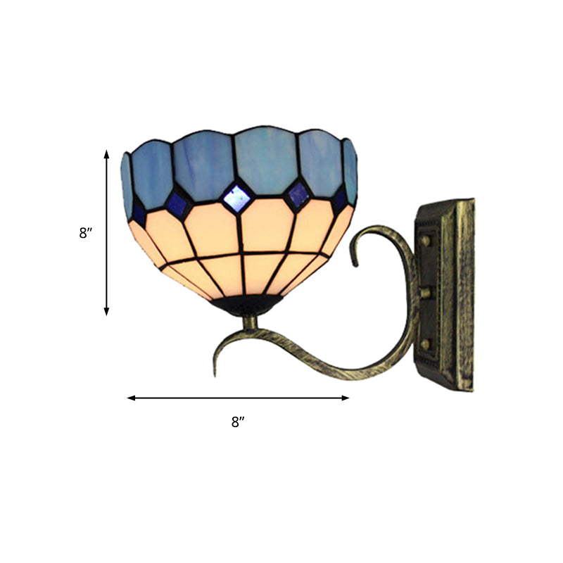 Frendorf | Klassische Tiffany Wandlampe Einlicht Art Glass Wandlampe in Antikbronze für das Badezimmer