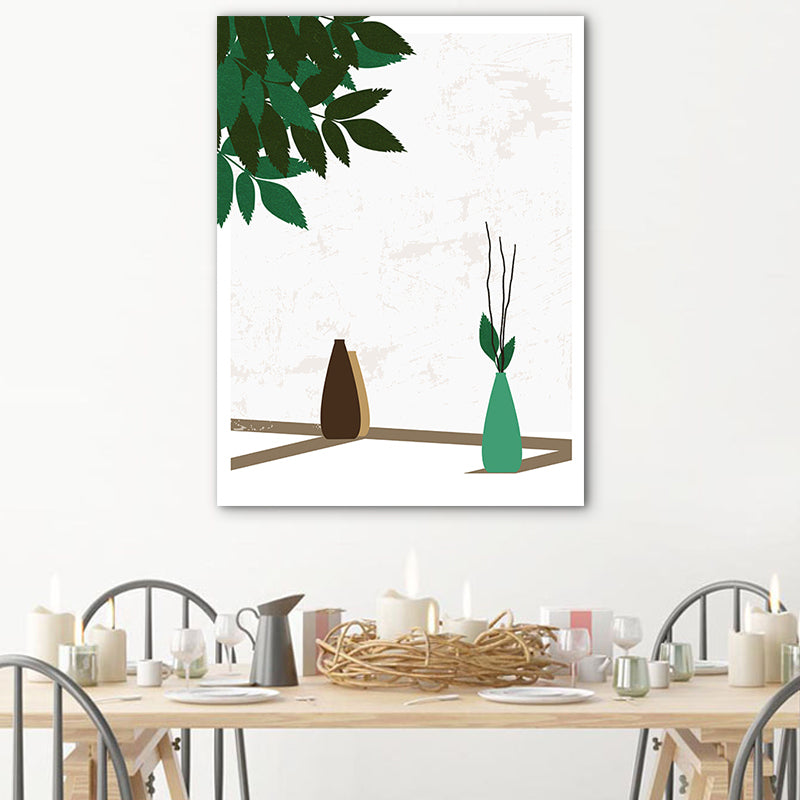 Frendorf | Blumenvasen und Schattenleinwand Wandkunst für Hausinterieur, Grün, Mehrere Größen