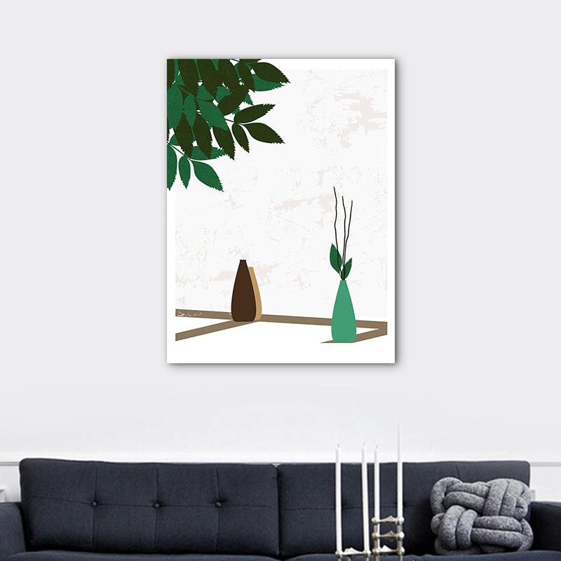 Frendorf | Blumenvasen und Schattenleinwand Wandkunst für Hausinterieur, Grün, Mehrere Größen