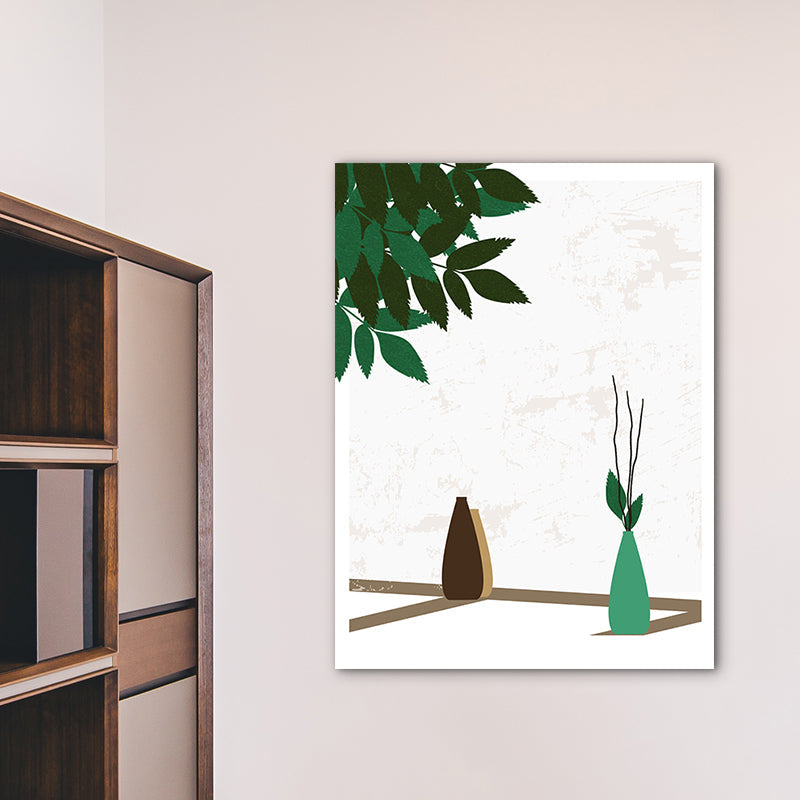 Frendorf | Blumenvasen und Schattenleinwand Wandkunst für Hausinterieur, Grün, Mehrere Größen