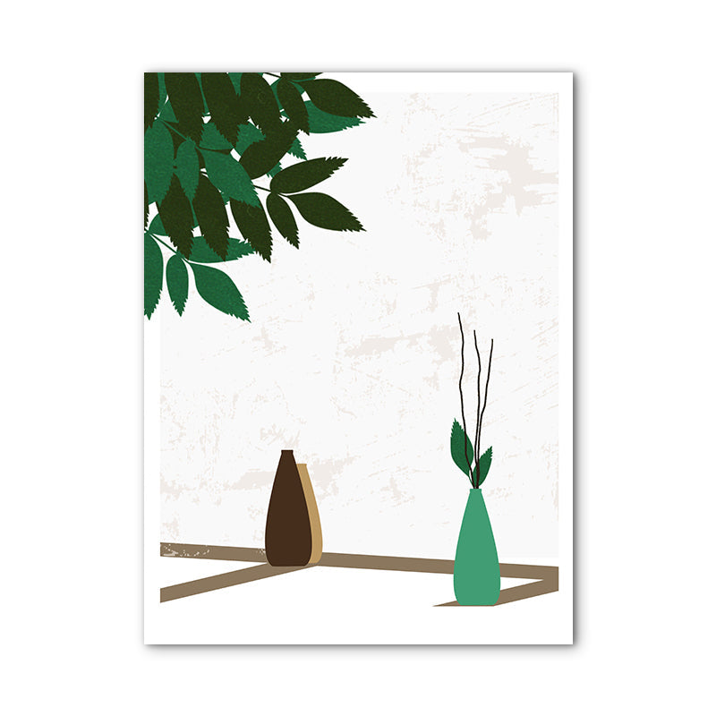 Frendorf | Blumenvasen und Schattenleinwand Wandkunst für Hausinterieur, Grün, Mehrere Größen