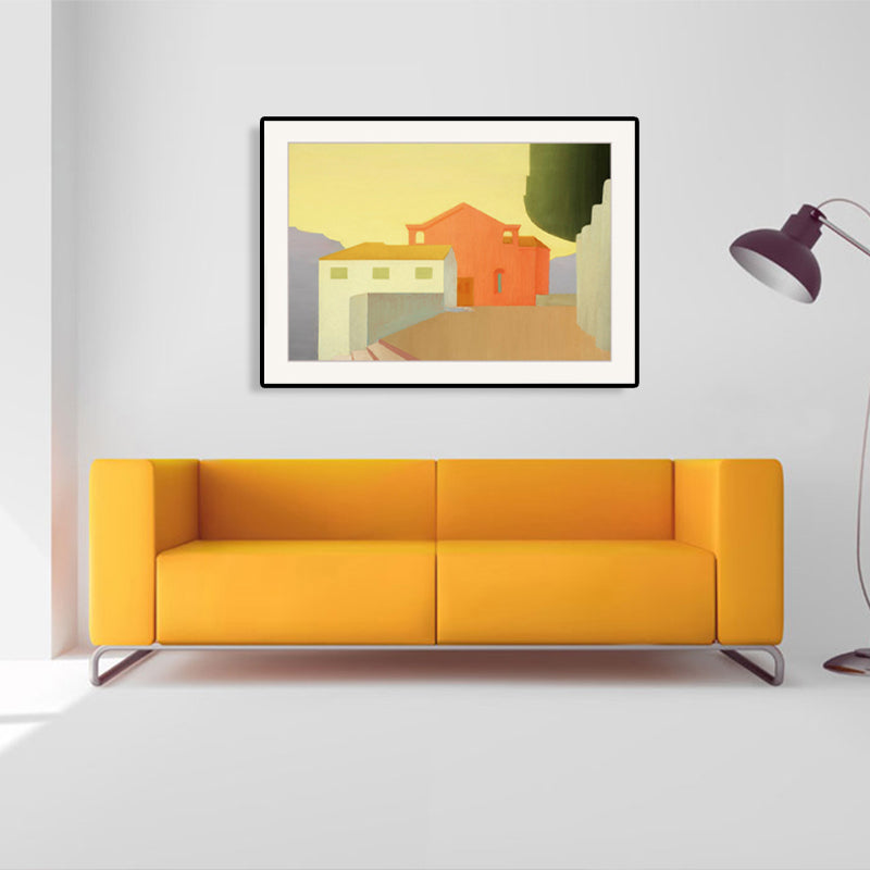 Frendorf | Bau-Szene Leinwanddruck für Badezimmer Ölmalerei Wandkunst Dekor, mehrere Größen