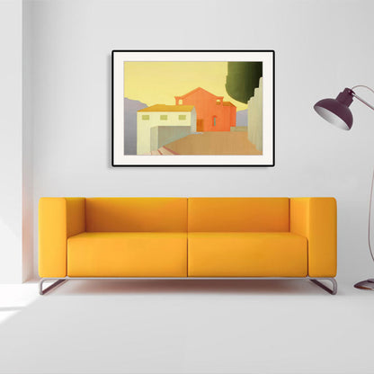 Frendorf | Bau-Szene Leinwanddruck für Badezimmer Ölmalerei Wandkunst Dekor, mehrere Größen