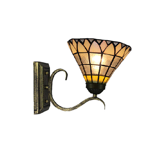 Frendorf | Tiffany Shuttlecock Vormige Wandlamp Art Glas 1 Licht Duidelijk Wandlamp met Gebogen Arm voor Keuken