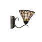 Frendorf | Tiffany Shuttlecock Vormige Wandlamp Art Glas 1 Licht Duidelijk Wandlamp met Gebogen Arm voor Keuken