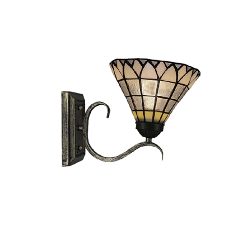 Frendorf | Tiffany Shuttlecock Vormige Wandlamp Art Glas 1 Licht Duidelijk Wandlamp met Gebogen Arm voor Keuken