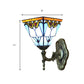 Frendorf | Pyramide Studie Kamer Wandlamp Gevlochten Glas 1 Kop Tiffany Victoriaanse Wandlamp in Blauw