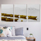 Frendorf | Braune Misty River Boote Leinwand Wandkunst Texturiert Zeitgenössische Wohnzimmer Wanddekoration