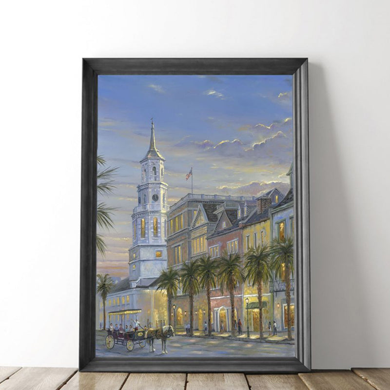 Frendorf | Grand Building View Painting Gelbes Impressionismus Stil Wandkunst Druck für Esszimmer