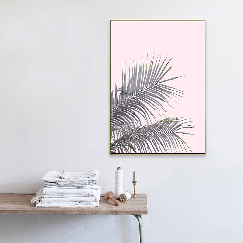 Frendorf | Leinwand Pinke Malerei Tropischer Stil Blätter Wandkunst Druck, Mehrere Größen Optionen