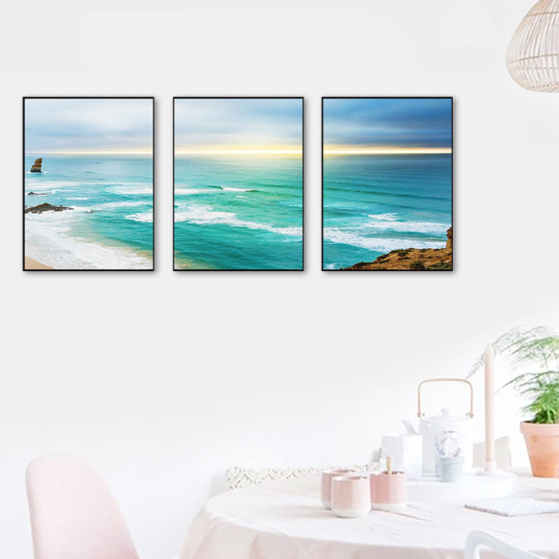Frendorf | Blaue Meer Strand Landschaft Leinwand Mehrteilig Tropische Haus Innen Wand Kunst Druck