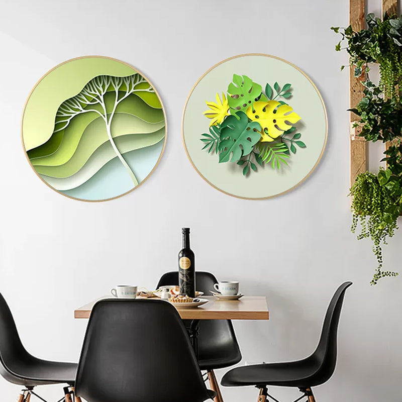 Frendorf | Bladeren Wanddecoratie Moderne Doek Gevarieerd Schilderij in Licht Kleur, Meerdere Maten