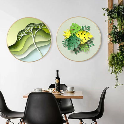 Frendorf | Bladeren Wanddecoratie Moderne Doek Gevarieerd Schilderij in Licht Kleur, Meerdere Maten