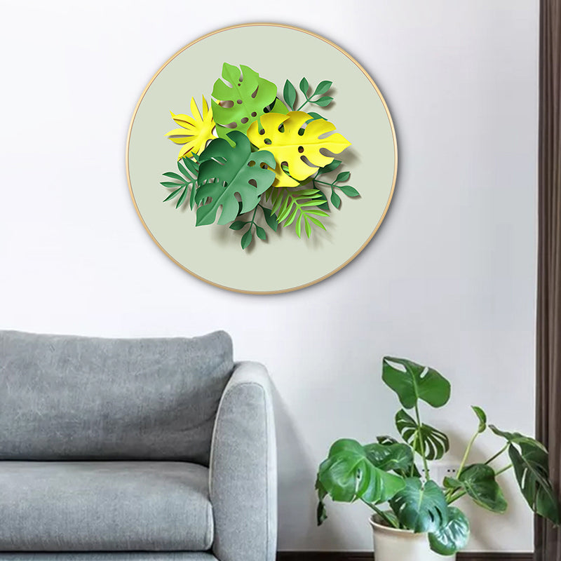 Frendorf | Bladeren Wanddecoratie Moderne Doek Gevarieerd Schilderij in Licht Kleur, Meerdere Maten