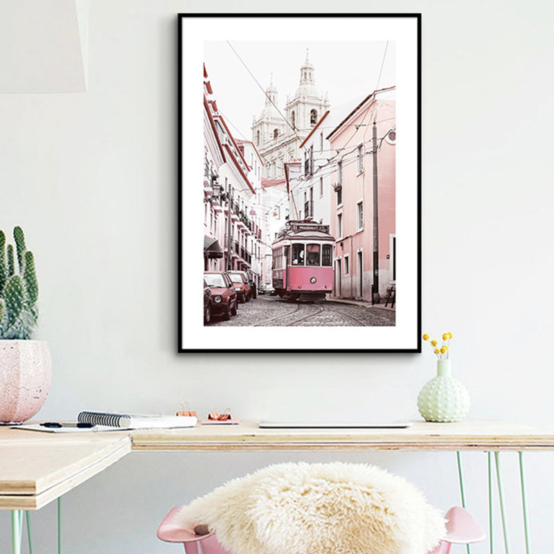 Moderne Elektrische Schienenbus Leinwandfotografie Pinke Wandkunst Dekor, Mehrere Größenoptionen