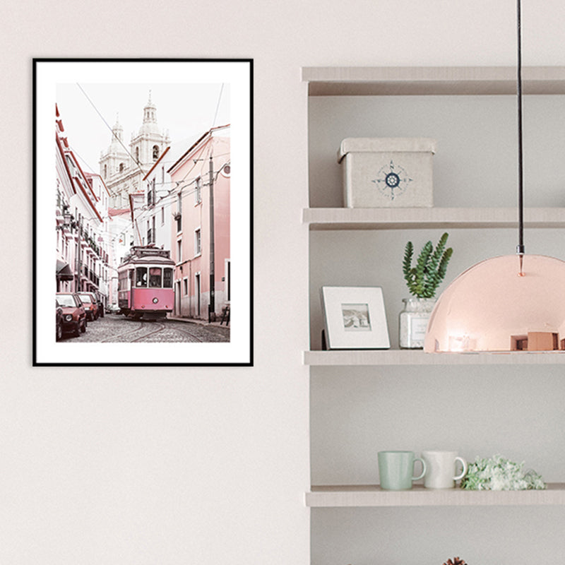 Moderne Elektrische Schienenbus Leinwandfotografie Pinke Wandkunst Dekor, Mehrere Größenoptionen