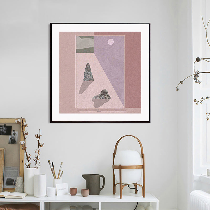 Frendorf | Bergsee Landschaft Leinwand Nordic Stil Texturiertes Wandkunst Dekor in Hellfarbe