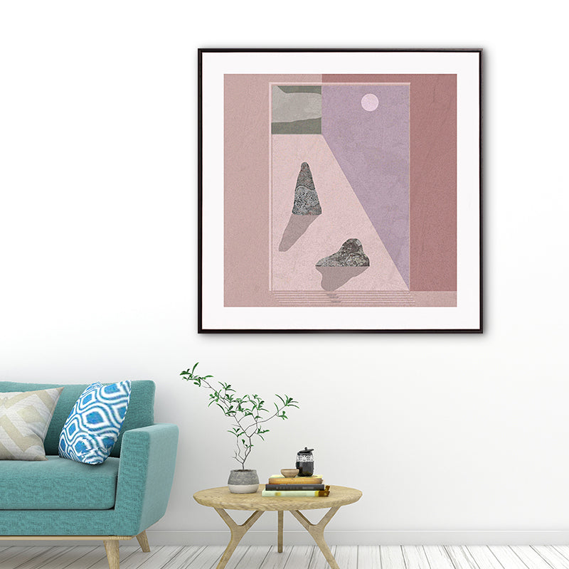 Frendorf | Bergsee Landschaft Leinwand Nordic Stil Texturiertes Wandkunst Dekor in Hellfarbe