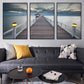 Frendorf | Seaside Bridge Scene Art Print Moderne Canvas Multi-Piece Schilderij in Zachte Kleur, Set van Drie
