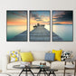 Frendorf | Seaside Bridge Scene Art Print Moderne Canvas Multi-Piece Schilderij in Zachte Kleur, Set van Drie