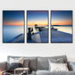 Frendorf | Seaside Bridge Scene Art Print Moderne Canvas Multi-Piece Schilderij in Zachte Kleur, Set van Drie