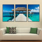 Frendorf | Seaside Bridge Scene Art Print Moderne Canvas Multi-Piece Schilderij in Zachte Kleur, Set van Drie