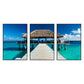 Frendorf | Seaside Bridge Scene Art Print Moderne Canvas Multi-Piece Schilderij in Zachte Kleur, Set van Drie