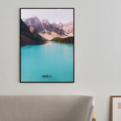 Bergsee Natur Landschaft Kunstdruck Texturiert Modernes Haus Innen Wanddekoration in Blau