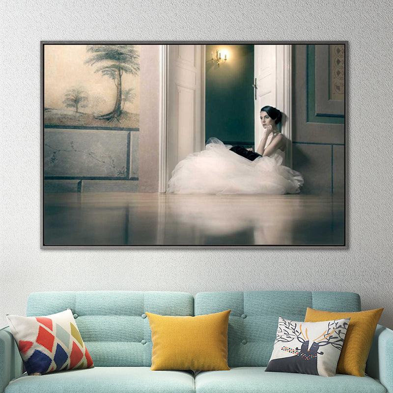 Frendorf | Fotografische Ballerina Wandkunst Nordic Texturierten Wohnzimmer Leinwanddruck in Schwarz
