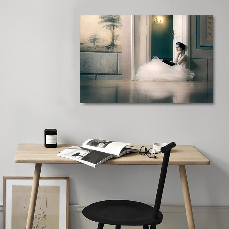 Frendorf | Fotografische Ballerina Wandkunst Nordic Texturierten Wohnzimmer Leinwanddruck in Schwarz