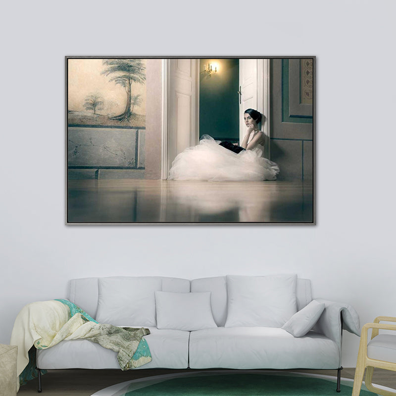 Frendorf | Fotografische Ballerina Wandkunst Nordic Texturierten Wohnzimmer Leinwanddruck in Schwarz