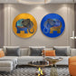 Frendorf | Elefant Wandkunst Dekor Texturiert Asiatischer Stil für Esszimmer Eingewickelte Leinwand