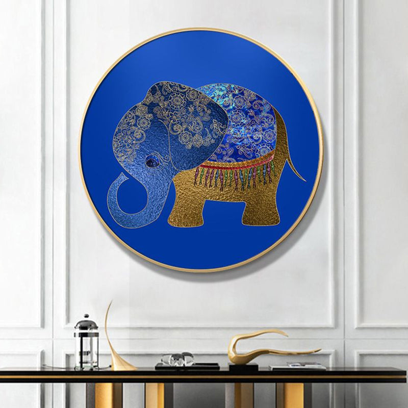 Frendorf | Elefant Wandkunst Dekor Texturiert Asiatischer Stil für Esszimmer Eingewickelte Leinwand