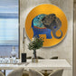 Frendorf | Elefant Wandkunst Dekor Texturiert Asiatischer Stil für Esszimmer Eingewickelte Leinwand