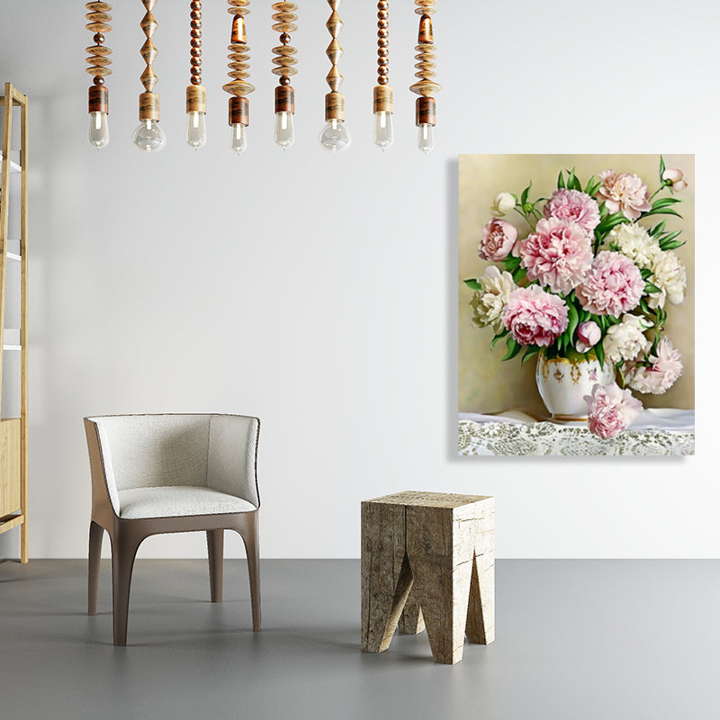 Frendorf | Blumenmuster Wanddekoration Impressionismus Stil Leinwand Texturierte Kunstdruck in Sanften Farben