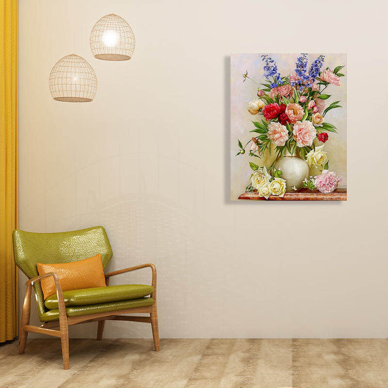 Frendorf | Blumenmuster Wanddekoration Impressionismus Stil Leinwand Texturierte Kunstdruck in Sanften Farben